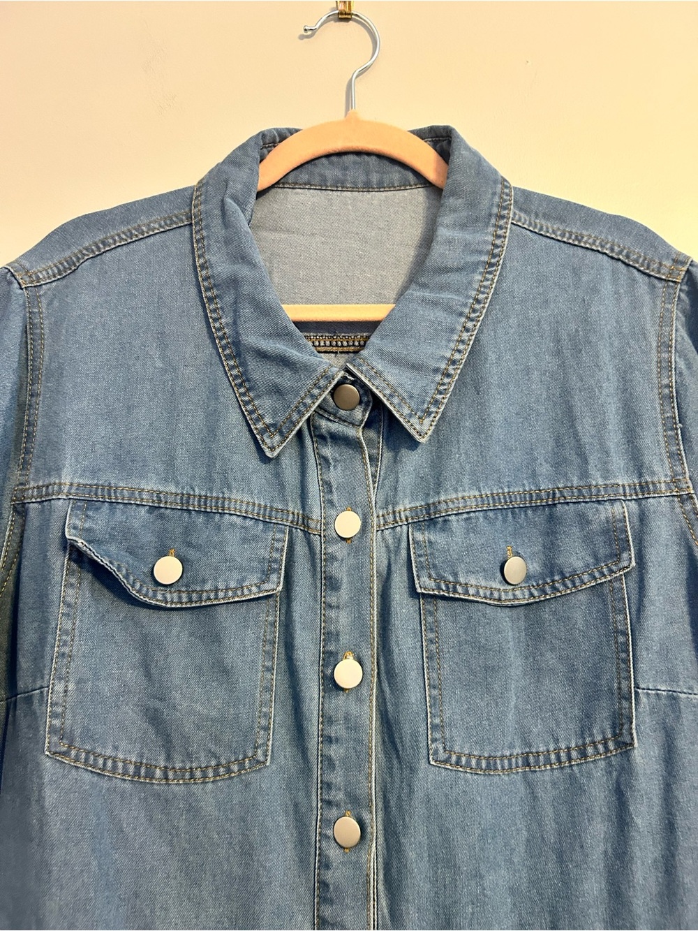 Denim Button Down Mini Dress Size 2XL - Picture 2 of 4